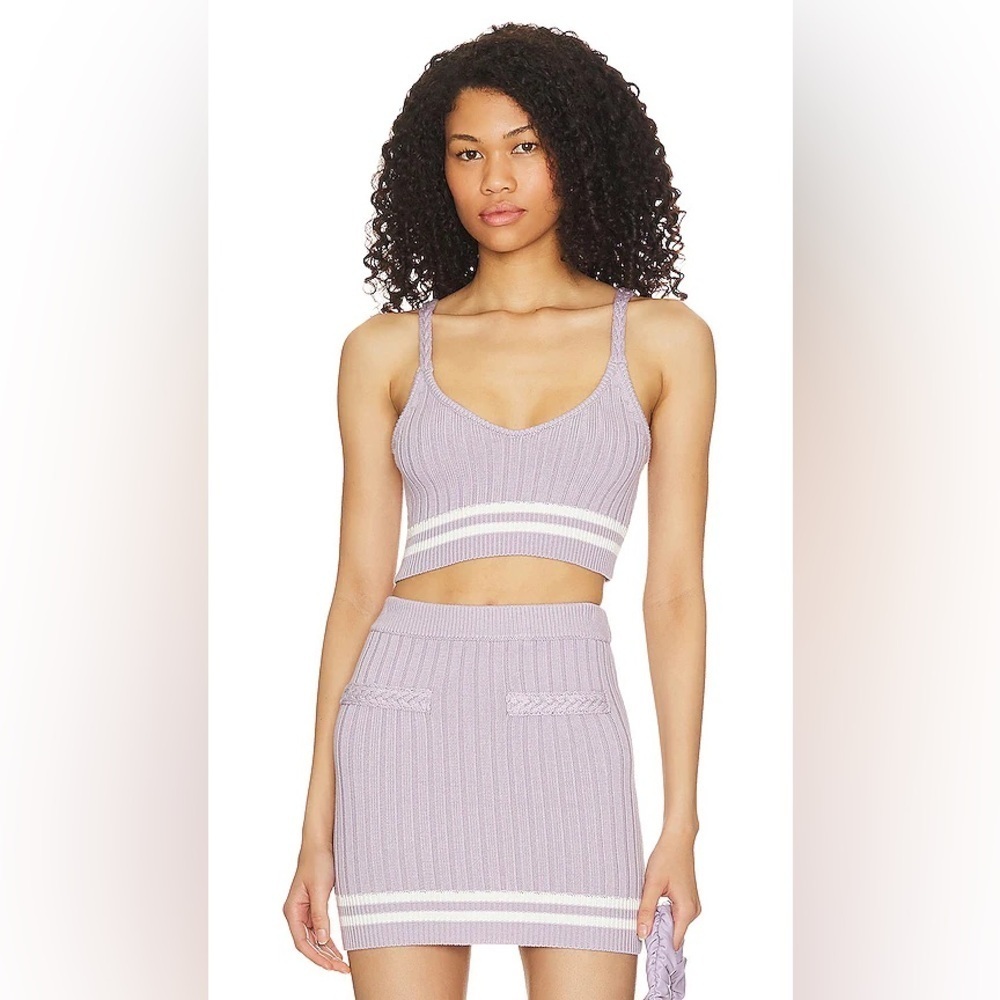 NWT Lovers & Friends Alize SET Co-ord Top Skirt Purple Lilac White Mini Tank New